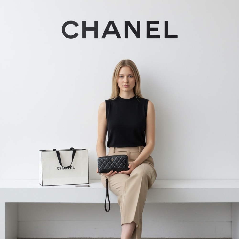 Chanel Black Quilted Women's Wallet or Wristlet